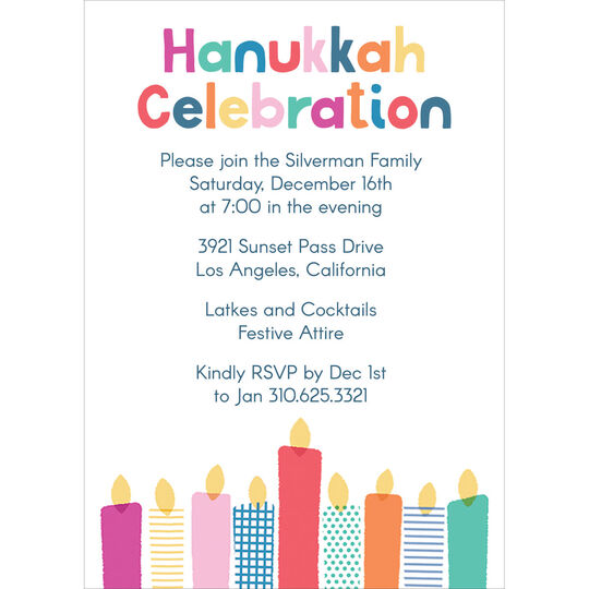Colorful Hanukkah Celebration Invitations